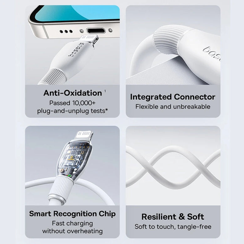 Baseus Ultra-Fast 2.4A USB-A to iP Cable Fast Charging Data Transmission Copper Core Line 1M/2M Long for iPhone 14 14Pro 13 12 Pro Max
