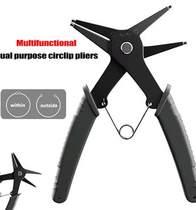 2 in 1 Snap Ring Plier 4 Way Type Multifunctional Dual Purpose Circlip Plier Remover Hand Tool Black