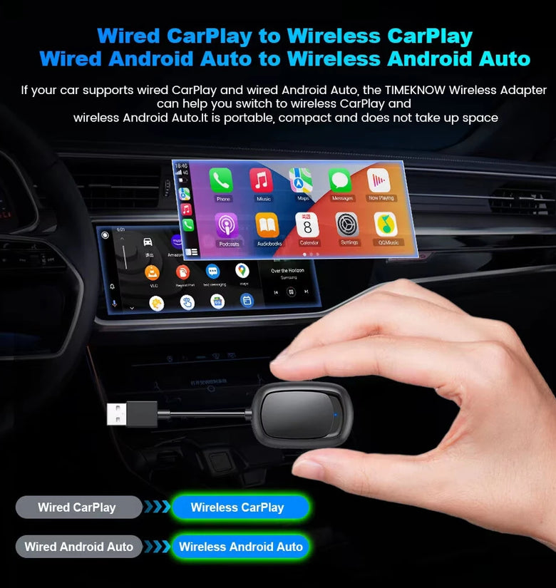 Wireless CarPlay Adapter Android Auto USB Dongle OEM Wired Upgrade 5G WiFi BT 5.0 Plug and Play Fast Connection