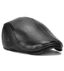 Collrown Men's Outdoor Genuine Leather Berets Forward Cap for Autumn Winter Casual Flat Peaked Hat