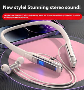 TOURACE BT-125 Headphone Neckband bluetooth Earphone HiFi Surround Stereo Dual Mic ENC Call Noise Cancelling LED Digital Display Flexible Neckband Headphones