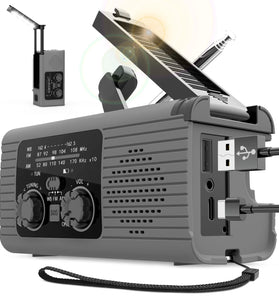 Multifunctional Emergency Radio Solar Hand Crank NOAA Weather Alert AM FM WB Radio Power Bank Flashlight for Outdoor Emergency Survival