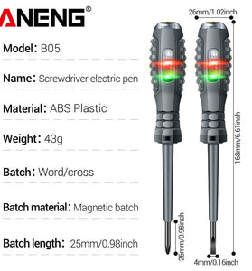 ANENG B05 Electric Pen Screwdriver ABS Plastic Magnetic Batch 25mm Highlight Tester Line Breakpoint Detection