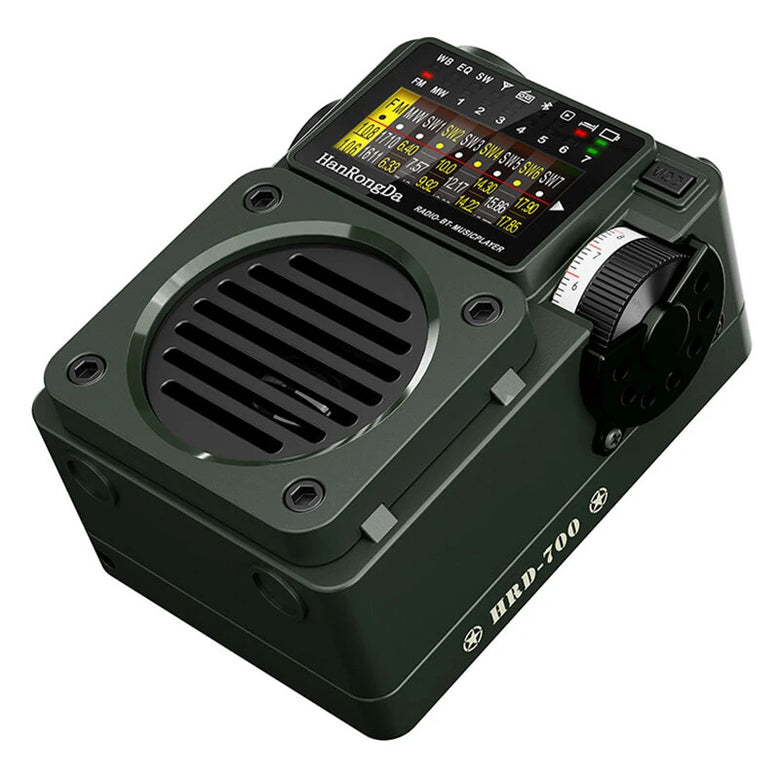 Hanrongda HRD-700 Radio Full Band MW/FM/SW/WB Radio Portable Multimedia Music Player 110 Stations Supports bluetooth TF Card Receiver Signal for Home Gatherings Outdoor Activities