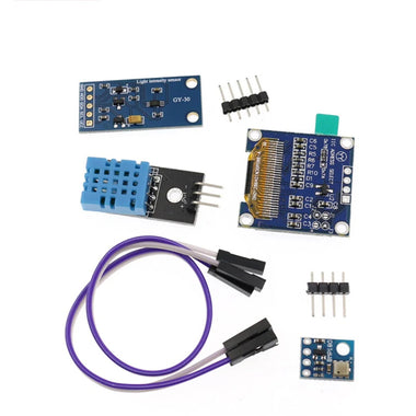 ESP8266 Weather Station Kit OLED Display Weather Station Atmosphetic Pressure Light Sensor Breadboards Electronics Component Set