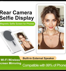 T2 Magnetic Wireless Phone Selfie Screen Mirroring Device 3.97 Inch HD Display 800x480 bluetooth Remote Control for iPhone Android Live Streaming Vlogging Photography
