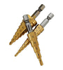 Drillpro 3Pcs 1/4 Inch Hex Shank HSS Titanium Coated Step Drill Bit Set 3-12/4-12/4-20mm