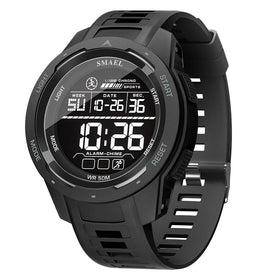 SMAEL Men's Sports LED Luminous Digital Watch Multifunctional Waterproof Comfortable TPU Strap Electronic Watch