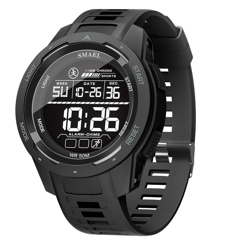 SMAEL Men's Sports LED Luminous Digital Watch Multifunctional Waterproof Comfortable TPU Strap Electronic Watch