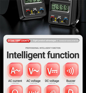 ANENG DT266 Digital Clamp Meter, High-precision 1000A AC Current Voltage and Resistance Measurement Tool with Non-contact Large Jaw Design and LCD Display