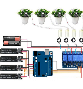 4-way Automatic Irrigation System DIY Kit Self Watering Garden Flower Greenhouse Water Pump Soil Moisture Sensor Electronics Components Set Kit