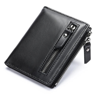 Ekphero Genuine Leather Mens Wallet Man Zipper Short Small Coin Purse Male Rfid Anti-theft Swipe Card Purse Multicard Slot ID Credit Holder