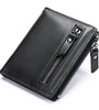 Ekphero Genuine Leather Mens Wallet Man Zipper Short Small Coin Purse Male Rfid Anti-theft Swipe Card Purse Multicard Slot ID Credit Holder