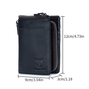 BULLCAPTAIN Men's Genuine Leather Wallet Detachable Coin Purse Large Capacity Multi-card Slots Card Holder Money Clip