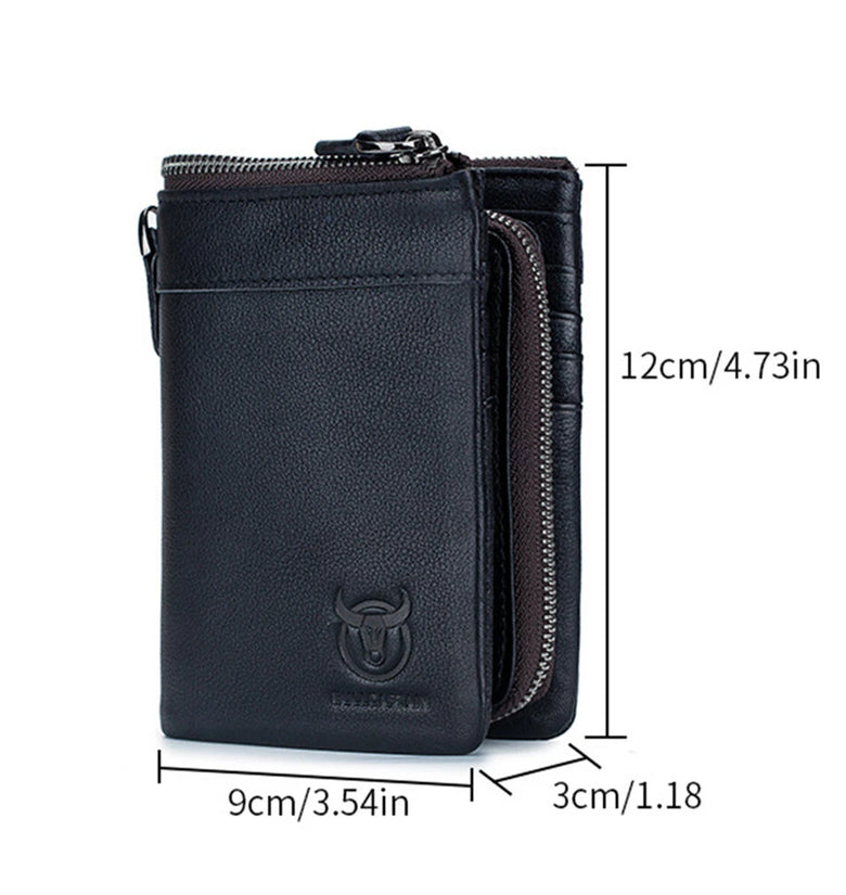 BULLCAPTAIN Men's Genuine Leather Wallet Detachable Coin Purse Large Capacity Multi-card Slots Card Holder Money Clip