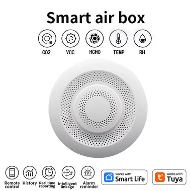Smart Tuya Zigbe WIFI Airbox CO2 Formaldehyde VOC Detector Temperature Humidity Sensor App Control Smart Home Scene Linkage Work with Amazon Google Assistant