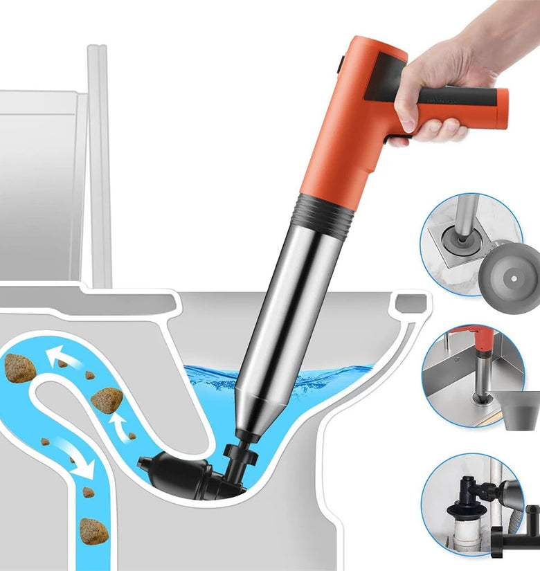 High-Pressure Electric Toilet Plunger Lithium Battery-Powered Drain Unclogger for Bathroom Floors Showers Heavy Duty Clog Remover