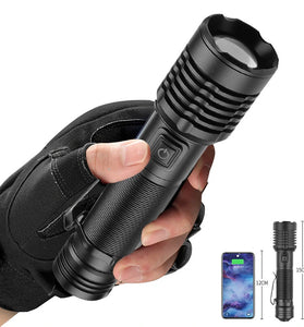 800LM XHP50 LED Powerful Flashlight Type-C Rechargeable Zoomable Flash Light Power By 18650/3*AAA Battery High Power Led Flashlight Tactical Lantern Long Range Torch