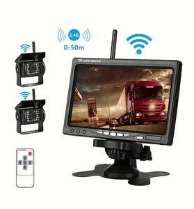 7" Monitor Parking Driving Monitoring Recorder Vehicle with 2 Backup Cameras for RV/SUV/Van/Pickup/Truck/Trailer