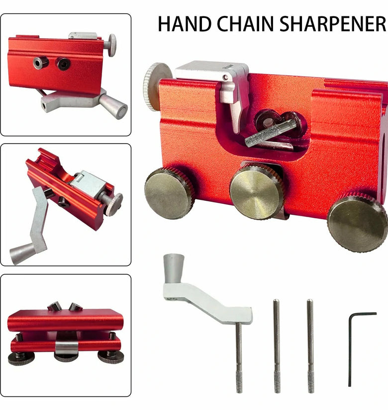 Aluminum Chainsaw Sharpener Portable Chain Saw Chain Saw Sharpener Sharpener with 2pcs Stone Grinders Drill Sharpener