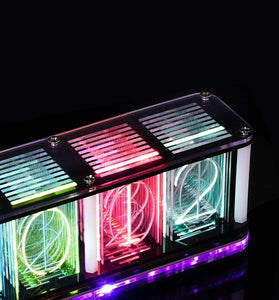 HU-071 DIY RGB LED Clock Kit Digital Alarm Multi-Color Display Touch Controls Music Spectrum Timer Backup Battery High Clarity Acrylic Customizable Colors DC 5V