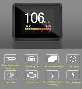 Car HUD Head-Up Display Obd Speed Fuel Consumption Water Temperature Voltage Overspeed Alarm HD Head-Up Display
