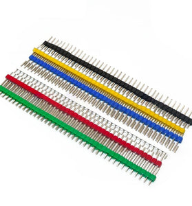30PCS Single Row Male Header Connector Kit 40-Pin 2.54mm Colorful Copper PCB Pin Components for Arduino DIY Projects and Prototyping