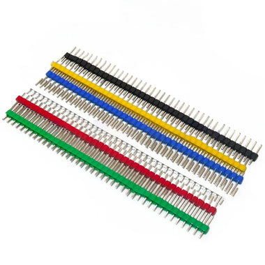 30PCS Single Row Male Header Connector Kit 40-Pin 2.54mm Colorful Copper PCB Pin Components for Arduino DIY Projects and Prototyping