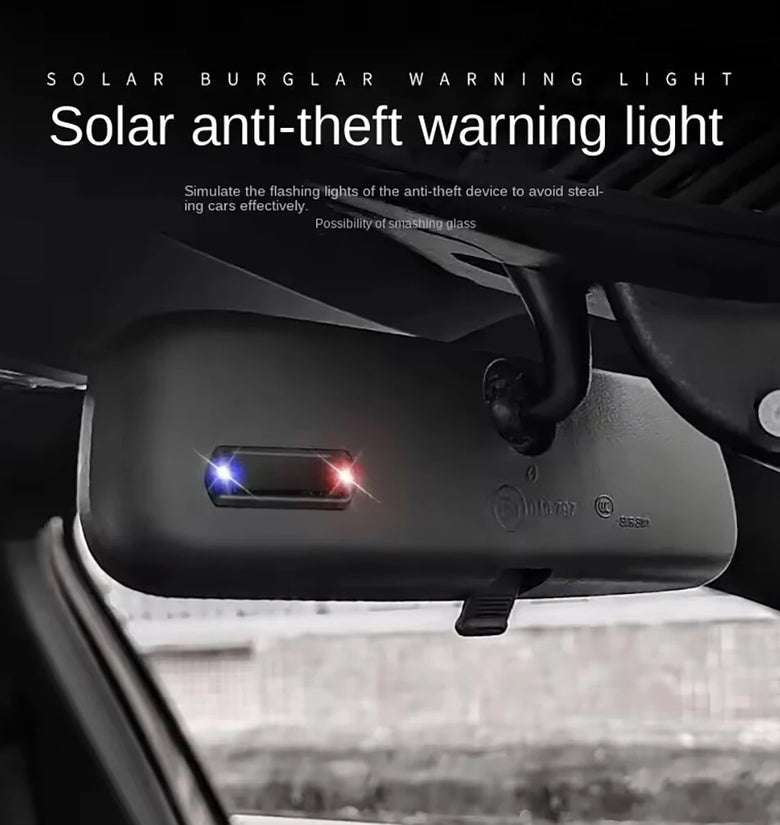 Car Mini LED Solar Warning Light Night Security Simulated Alarm Alarm Wireless Anti-theft Warning Light Flashing Virtual Alarm Light