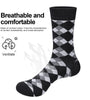 YUEDGE 5 Pairs Of Men's Trendy Checkered Pattern Mid Calf Crew Socks, Breathable Cotton Blend Comfy Casual Sports Socks For Outdoor Fitness Basketball Running