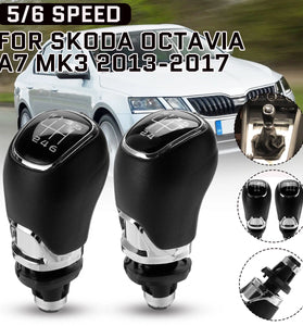 5 6 Speed Car Gear Shift Knob For Skoda/Octavia A7 MK3 2013-2017 PU Leather Manual Shifter Lever Handle Gear Stick