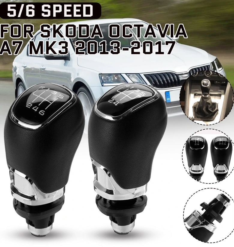 5 6 Speed Car Gear Shift Knob For Skoda/Octavia A7 MK3 2013-2017 PU Leather Manual Shifter Lever Handle Gear Stick