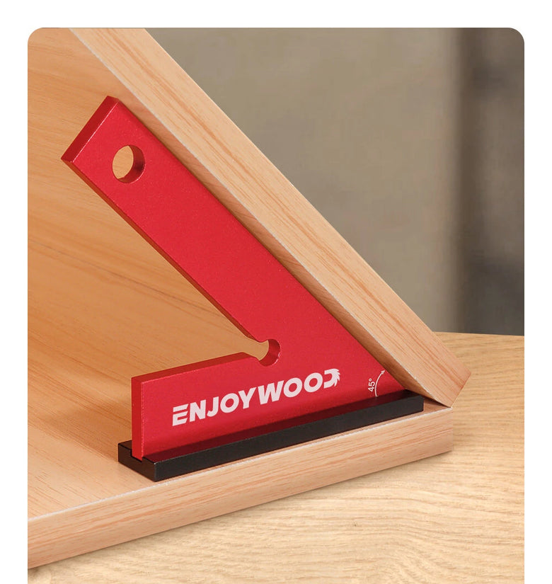 ENJOYWOOD Aluminum Alloy Miter Square with Base 45 Degree Right Angle Ruler Miter Angle Corner Ruler Woodworking Measuring Tools
