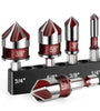 Premium Steel 5 Flute Countersink Drill Bits Set Hex Shank 82 Degree Cutting Tip for Wood Plastic Metal