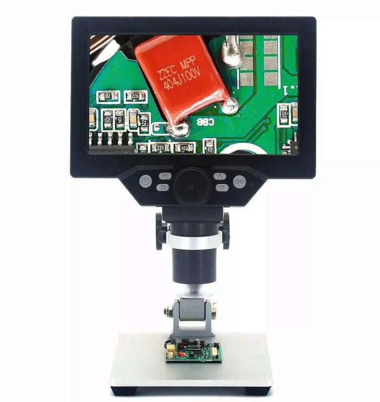 MUSTOOL G1200 Digital Microscope 12MP 7 Inch Large Color Screen Large Base LCD Display 1-1200X Continuous Amplification Magnifier with Aluminum Alloy Stand Power Supply Version