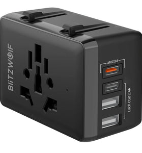 BlitzWolf BW-TA1 Universal Travel Adapter Plug with 4 USB EU UK US AU AC Power Charger Adapter Outlet Converter Socket