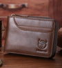 BULLCAPTAIN Men Short Wallet RFID Blocking Card Holder Cowhide Coin Purse Retro Genuine Leather Clutch Zipper Male Money Bags