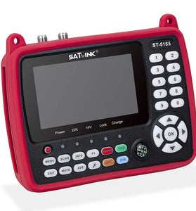 Satlink ST-5155 DVB-S2/T2/C HD Satellites Finder Meter 4.3 Inch H.265 HEVC Signal Strength Quality Auto Scan Angle Calculation HD AV Output