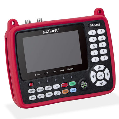 Satlink ST-5155 DVB-S2/T2/C HD Satellites Finder Meter 4.3 Inch H.265 HEVC Signal Strength Quality Auto Scan Angle Calculation HD AV Output