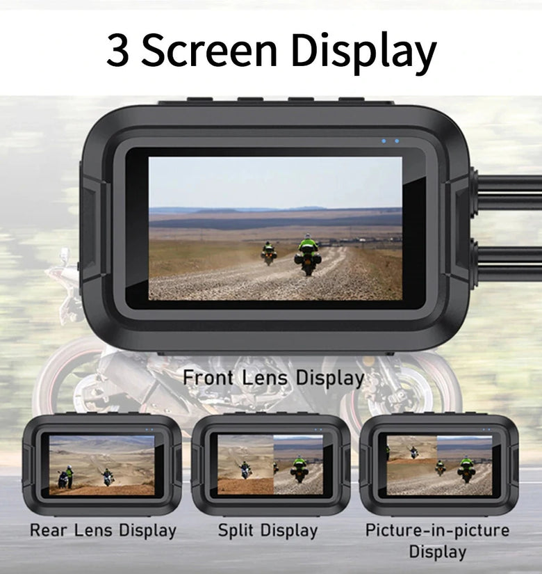 Motorcycle DVR 3.0 inch IPS Dual 1080P Full HD Full Body Waterproof Moto Camera WiFi GPS Dash Cam Front Rear Driving Video Recorder