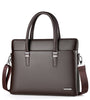 Men's Business Leather Briefcase Solid Simple Fashion 14'' Laptop Handbag Waterproof Large Capacity Shoulder Crossbody Bag