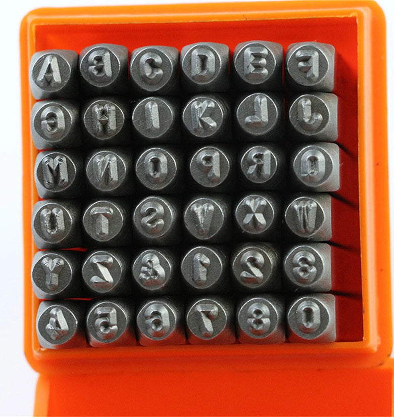 Professional 36Pcs Steel Metal Stamping Tool Set 3/6mm Alloy Steel Number and Letter Punch HRC 58-62 for Jewelry Craft