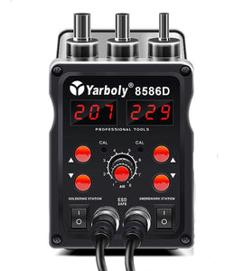 Yarboly 8586D LED Digital Soldering Station Hot Air Tool Rework Station 700W Power Intelligent Automatic Cooling ESD Design Soldering Iron Suitable for Phone PCB IC SMD BGA Welding