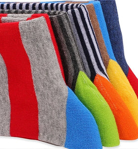 5 Pairs Men's Dress Long Tube Cotton Socks Striped Big Plus Size One Size 43-49 Street Hip-hop Skateboard Socks Comfortable Fashionable