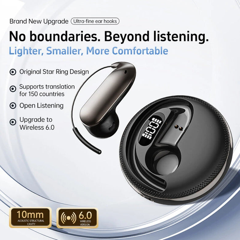 X56 AI Translation Headset Wireless bluetooth 6.0 Earphone 10mm Speaker Unit 156+ Languages Supported Digital Display Earhooks Translator Headphones