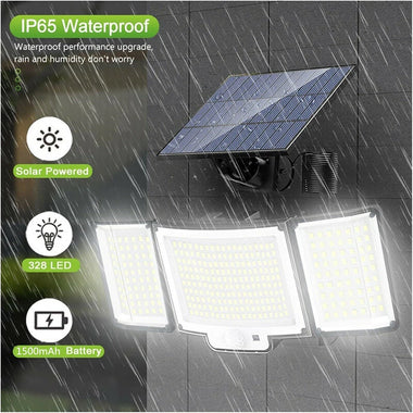 328LED Solar Light Outdoor Lamp Super Bright Motion Sensor Waterproof 3 Working Modes Spotlight Solar for Garden Securi for Outside Landscape