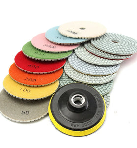 16pcs 4 Inch 50 to 10000 Grit Diamond Polishing Pad for Granite Stone Concrete Marble