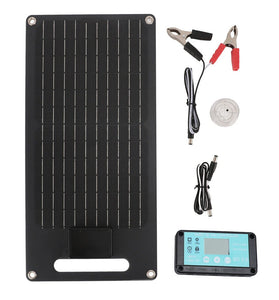 20W Monocrystalline Solar Panel Dual Output 12V 24V Voltage Stabilization IP68 Waterproof USB TYPE C DC Ports for Outdoor Camping and Car Battery Charging