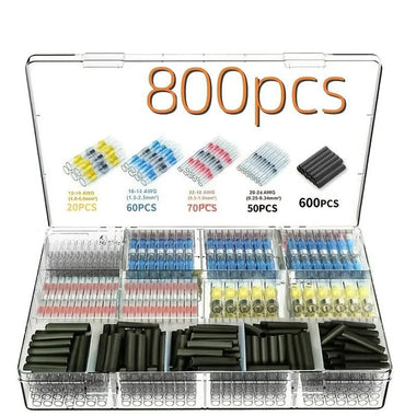 800PCS Waterproof Solder Heat Shrink Seal Sleeve Wire Butt Splice Connectors Kit