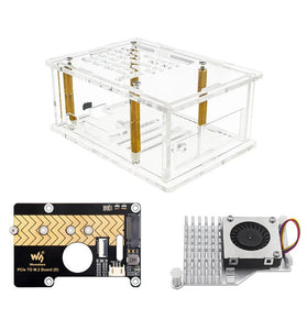 Acrylic Case for Raspberry Pi 5 PCIe to M.2 Adapter Board with Heat Sink Compact Design Efficient Cooling